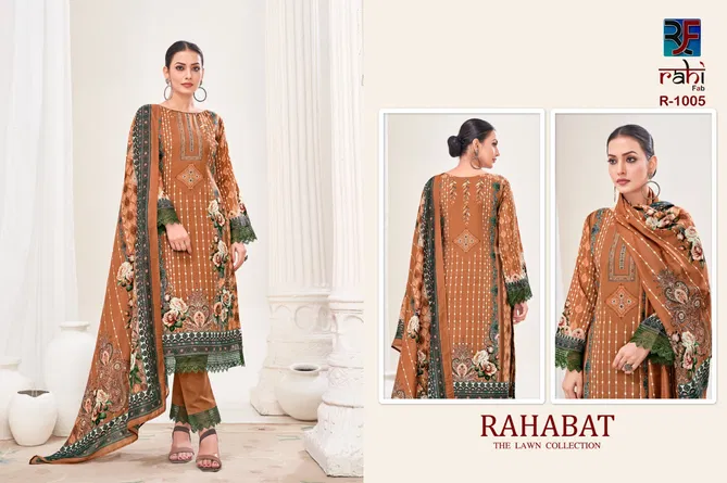 Rahabat Vol 1 By Rahi Karachi Giza Lawn Printed Dress Material Suppliers In India